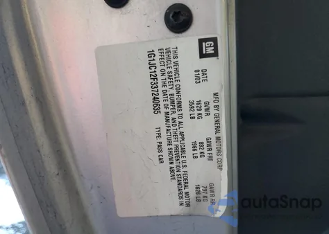 2003 Chevrolet Cavalier из США, поврежденный, VIN 1G1JC12F337240635